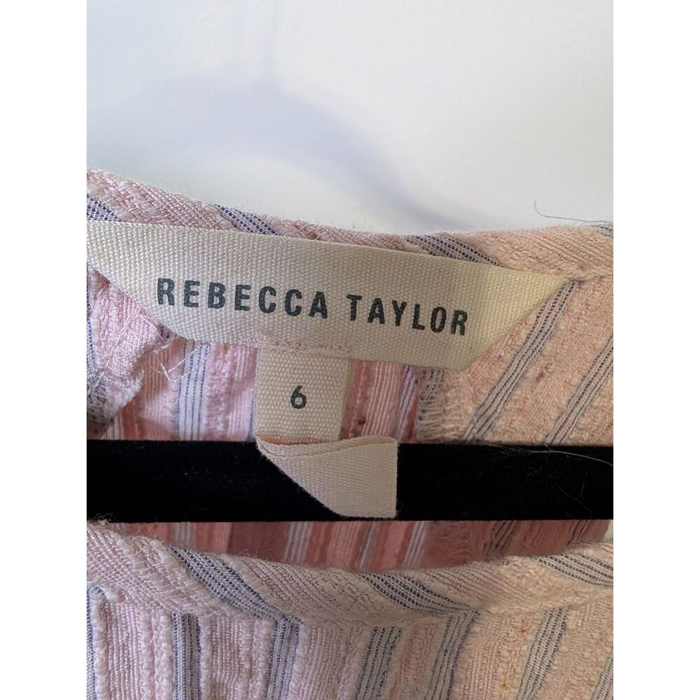 Rebecca Taylor Pink Stripe Halter Dress Tiered Cotton Blend Size 6 - Picture 7 of 7